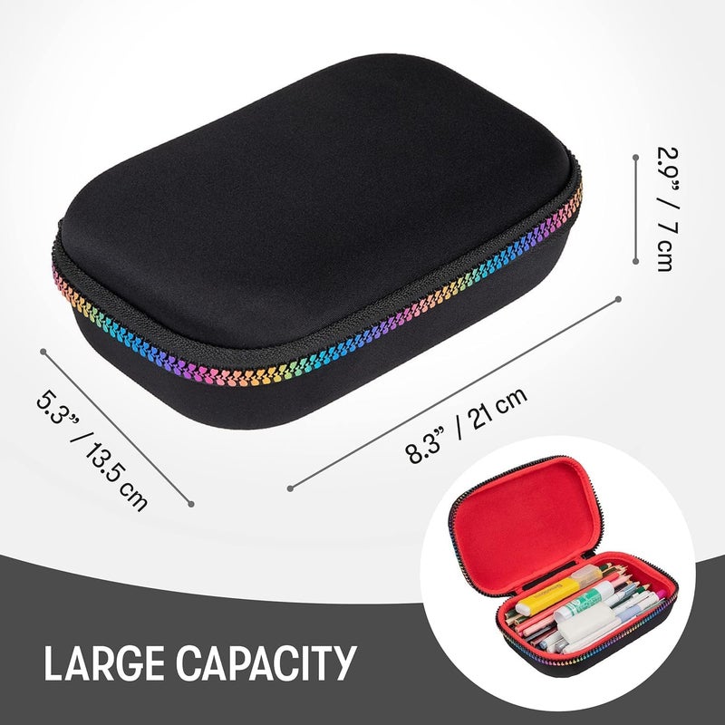 Zipit Black & Rainbow Pencil Box for Girls, Cute Pencil Case for School, Large Capacity Stationery Organizer Box - Image 2